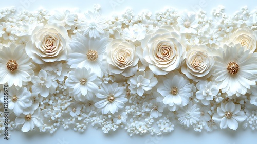 A luxurious 3D laminated wall featuring intricate floral patterns in rose gold on a cream background.