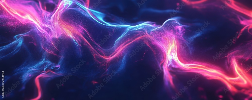 Vibrant abstract neon waves with pink and blue light trails Vibrant abstract neon waves with pink and blue light trails