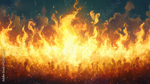 The sun blazing with flames of eternal cosmic fire wallpaper image. Eternal Flame. Illustration photo