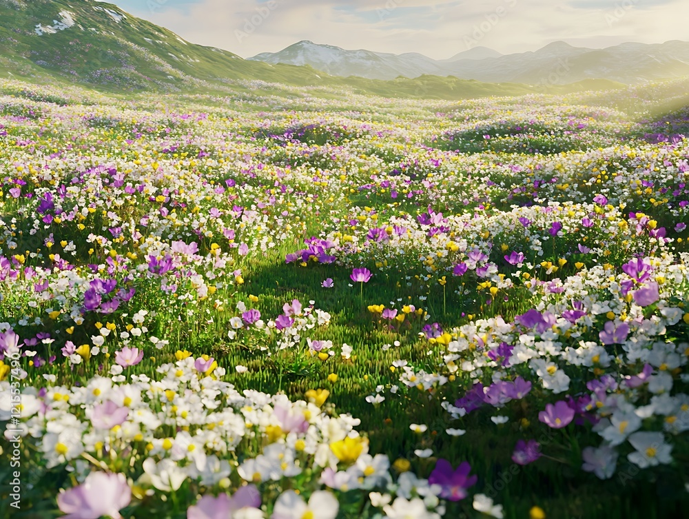 Whispers of Spring: A Meadow of Wildflowers in Sunlight Whispers of Spring: A Meadow of Wildflowers in Sunlight