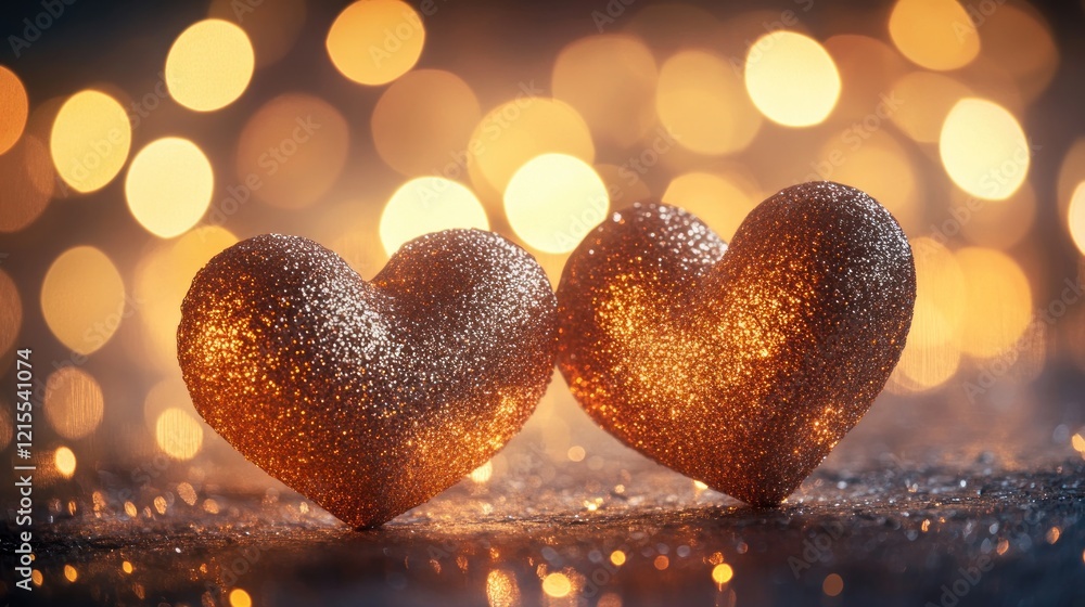 Fototapeta premium Romantic heart-shaped decor cozy indoor setting beautiful bokeh background love concept