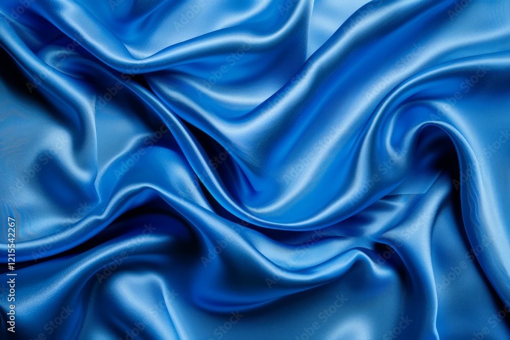 Fototapeta premium Image of Blue silk fabric drapery material. Texture for background usage