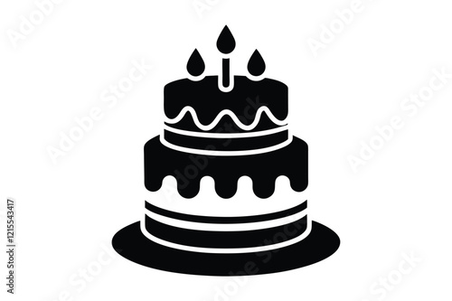 Birthday cake vector silhouette, birthday cake icon Celebration and Dessert