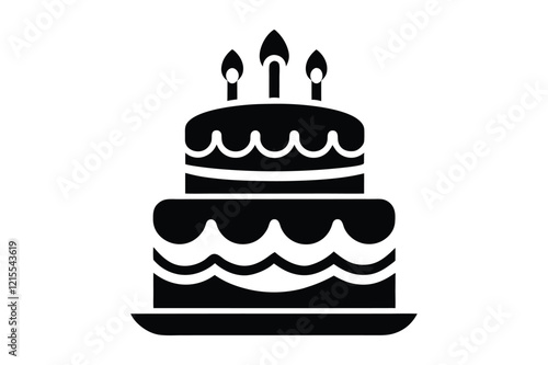 Birthday cake vector silhouette, birthday cake icon Celebration and Dessert