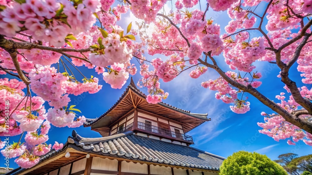 Stunning Cherry Blossom Tree in Japan, Beautiful Spring Scenery, Blue Sky, Botanical Wallpaper Stunning Cherry Blossom Tree in Japan, Beautiful Spring Scenery, Blue Sky, Botanical Wallpaper