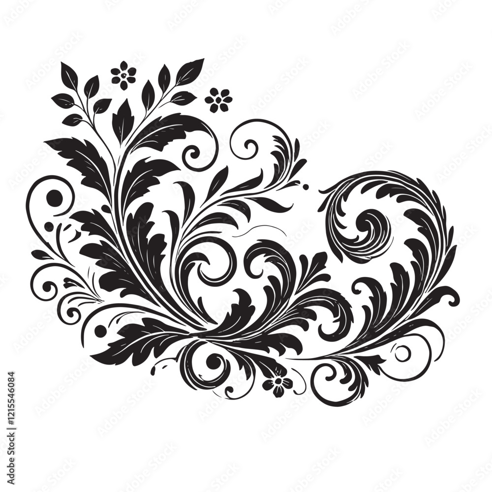 Elegant Heading Floral Design Elements Silhouette Vector on a white background Elegant Heading Floral Design Elements Silhouette Vector on a white background