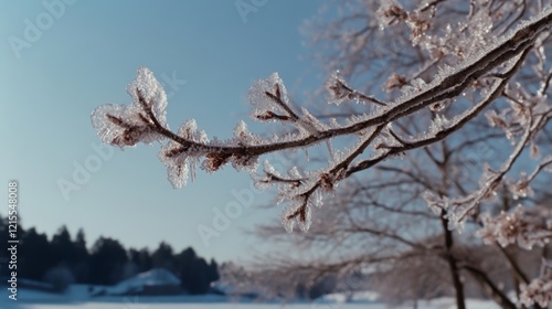 Wallpaper Mural Frosted branches in a winter landscape reflect morning sunlight, weaving a delicate tapestry of nature's icy beauty. Torontodigital.ca