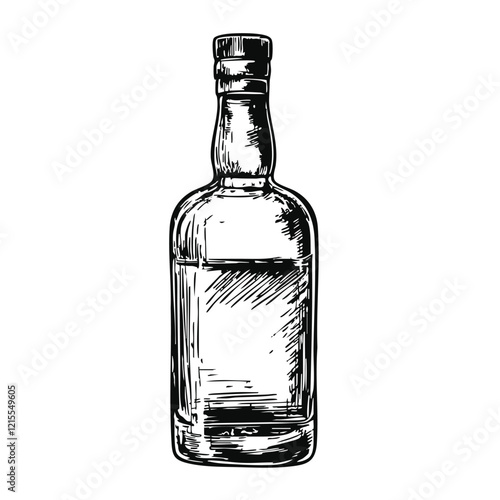 Hand-Drawn Bourbon Bottle Icon - Kentucky Whiskey Sketch Illustration