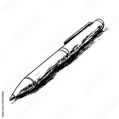Hand-Drawn Ballpoint Pen Icon - Simple Writing Tool Sketch Illustration