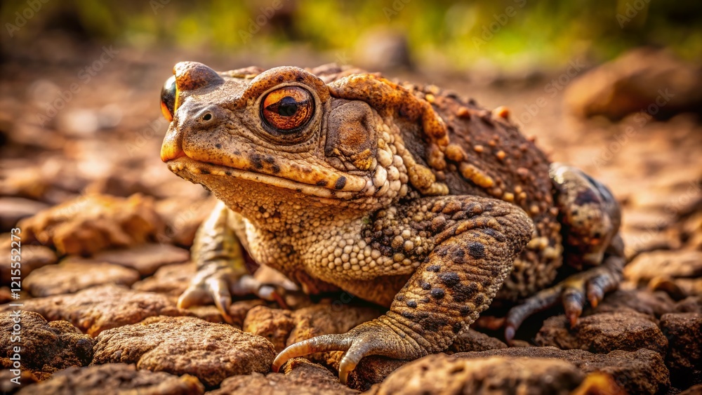 Venomous Brown Toad on Arid Soil - Close-Up Macro Shot Venomous Brown Toad on Arid Soil - Close-Up Macro Shot