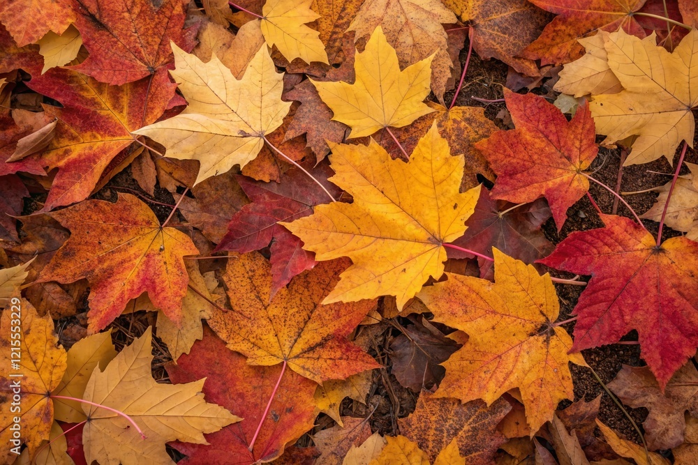 Vibrant Autumn Leaf Pattern: Golden and Red Foliage Background Vibrant Autumn Leaf Pattern: Golden and Red Foliage Background