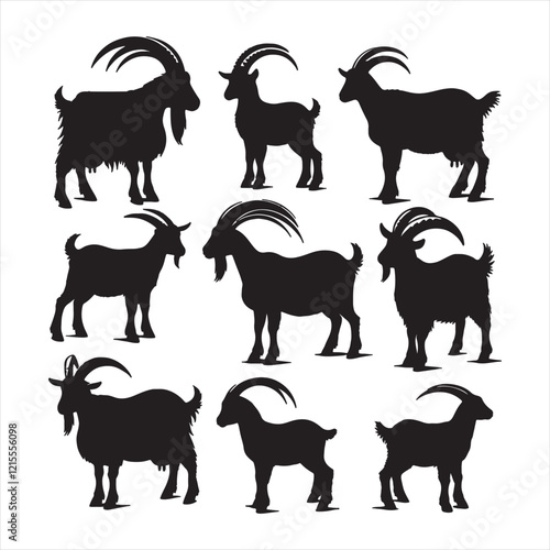 goat silhouette bundle on a white background 10 epas