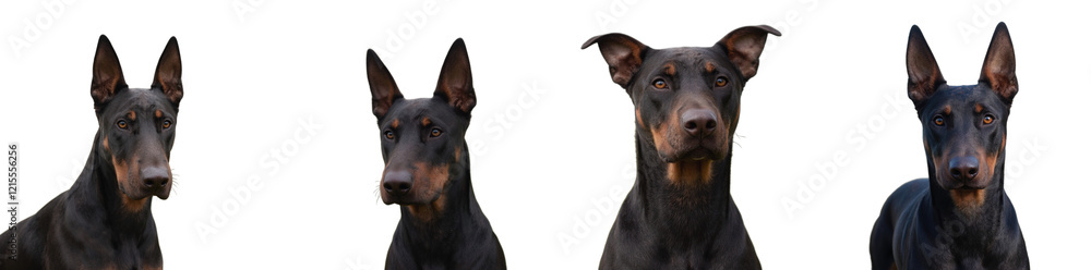 Doberman with sleek black and tan fur intense gaze, cut out collection pack Doberman with sleek black and tan fur intense gaze, cut out collection pack