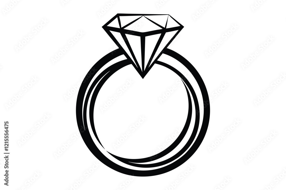 A wedding ring or diamond ring vector silhouette, isolated white background, elegant jewelry icon, love symbol, engagement illustration A wedding ring or diamond ring vector silhouette, isolated white background, elegant jewelry icon, love symbol, engagement illustration