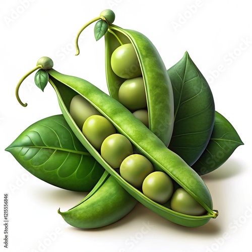 3d rendering pea vegetable, white background photo