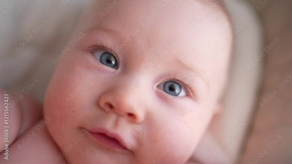 Cute newborn baby boy sitting in a white high chair next to a window. A joyful lifestyle of a happy mixed-race family. A young asian woman and active healthy baby with blue eyes in a rabbit costume Cute newborn baby boy sitting in a white high chair next to a window. A joyful lifestyle of a happy mixed-race family. A young asian woman and active healthy baby with blue eyes in a rabbit costume