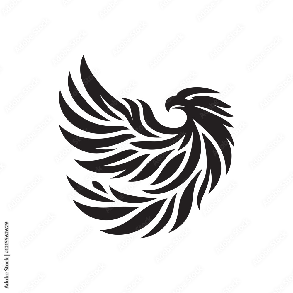 Obraz premium Black Color Eagle silhouette design Vector Illustration, Solid White Background