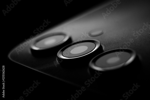 Obraz na płótnie Close up of a black android phone, Samsung galaxy smartphone camera