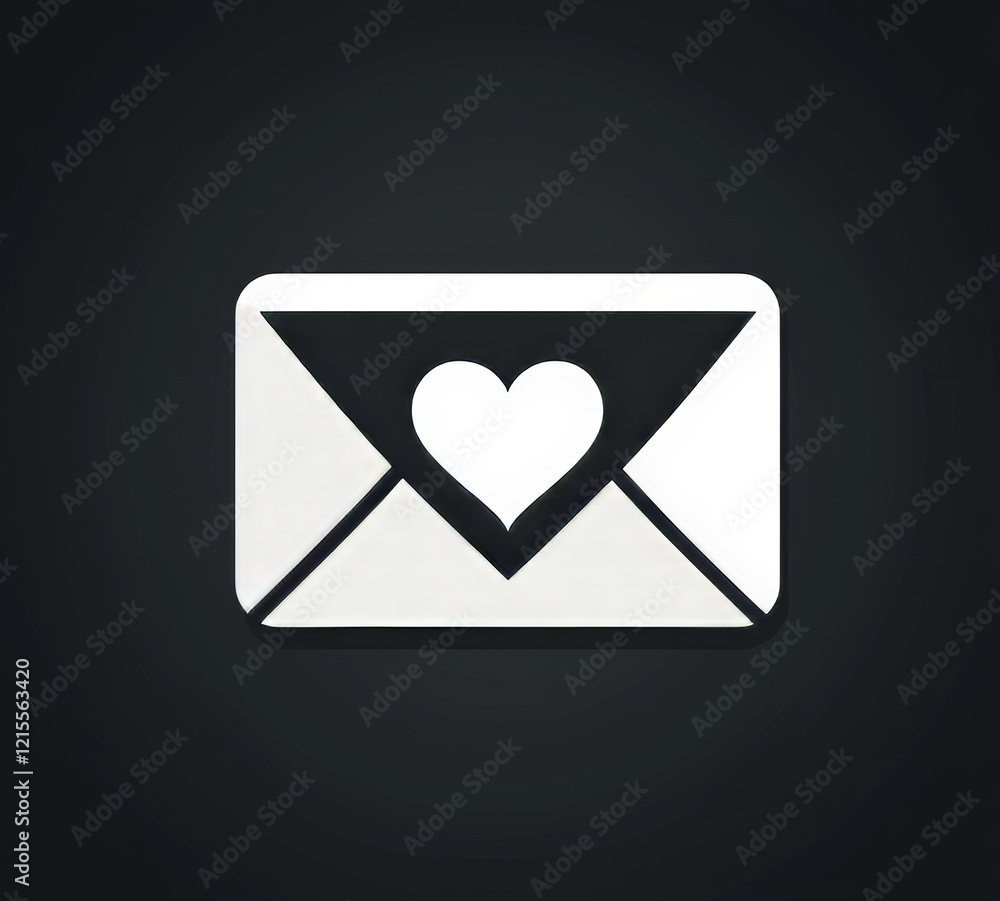 Heart-shaped love letter, note, or message icon designed for modern apps and websites Heart-shaped love letter, note, or message icon designed for modern apps and websites