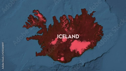 Zoom from Earth to Iceland. World map animation with country borders, Images from NASA