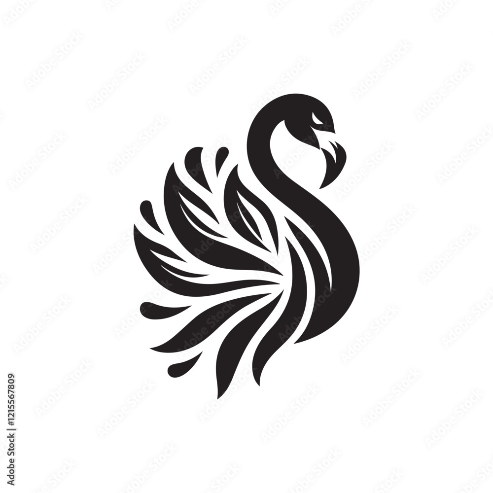 Fototapeta premium Black Color Flamingo silhouette design Vector Illustration, Solid White Background (12).eps