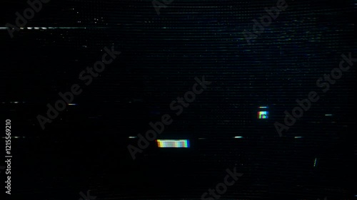 Cyberpunk Monitor Glitch Screen, Noise Distortions, Techno Background.