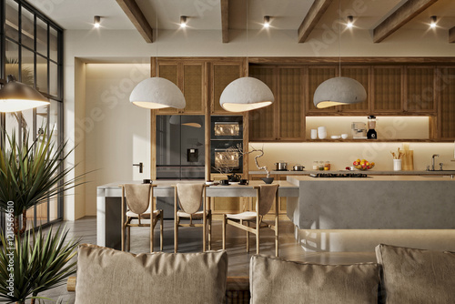 3d render modern living room