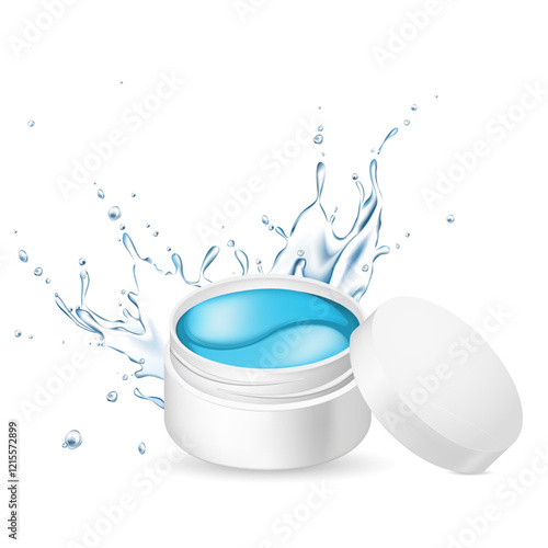 Hydrogel cosmetic eye patches in a jar. Cosmetic product for skin. Spots under the eyes. Collagen mask