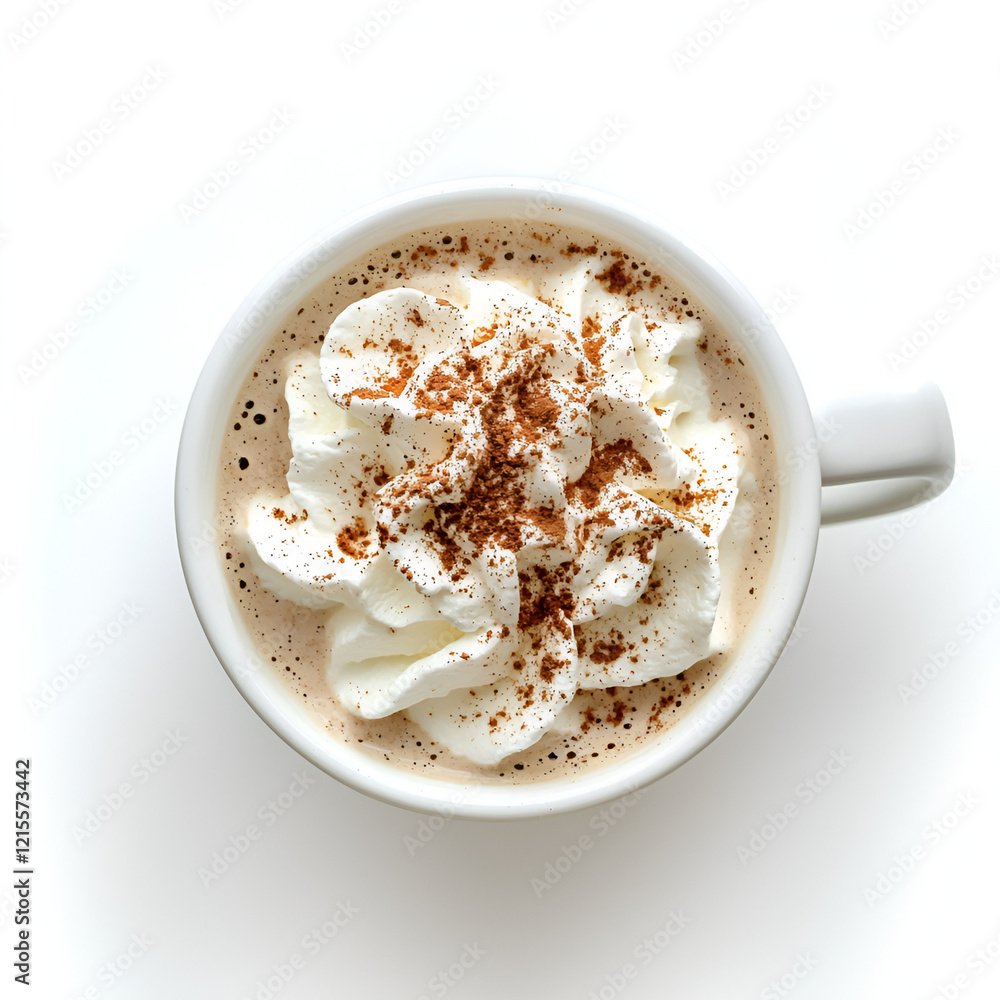 Aromatic coffee topped with whipped cream and a sprinkle of cinnamon. Perfect for a cozy morning or afternoon treat. Aromatic coffee topped with whipped cream and a sprinkle of cinnamon. Perfect for a cozy morning or afternoon treat.