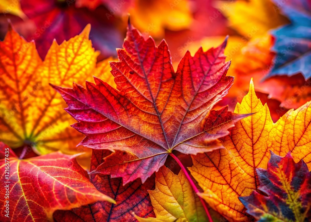 Vibrant Autumn Leaves Macro Photography: Colorful Fall Background Vibrant Autumn Leaves Macro Photography: Colorful Fall Background