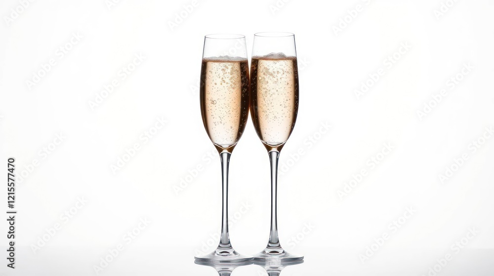two glasses of champagne isolated on white background two glasses of champagne isolated on white background