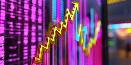 Wallpaper Mural Financial Growth Chart with Ascending Arrows and Data Display Torontodigital.ca