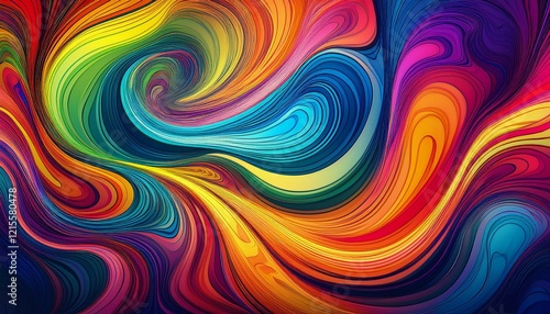 Wallpaper Mural multicoloured bands swirls pattern creating a psychedelic marbled rainbow effect psychedelic multicoloured bands swirls Torontodigital.ca