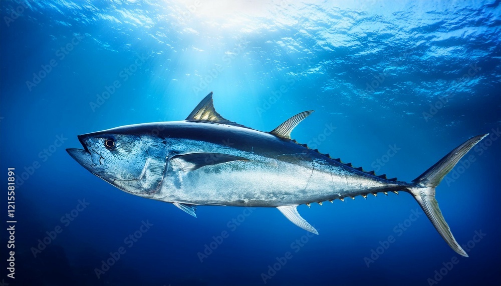 Fototapeta premium one big tuna in the ocean underwater view