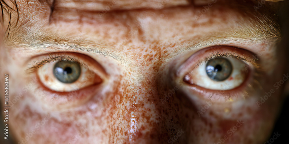 Close-up of Freckled Face and Eyes Close-up of Freckled Face and Eyes
