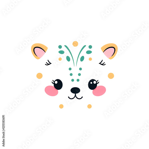 cute tiger face with tribal decorative elements high quality png isolated on transparent background photo