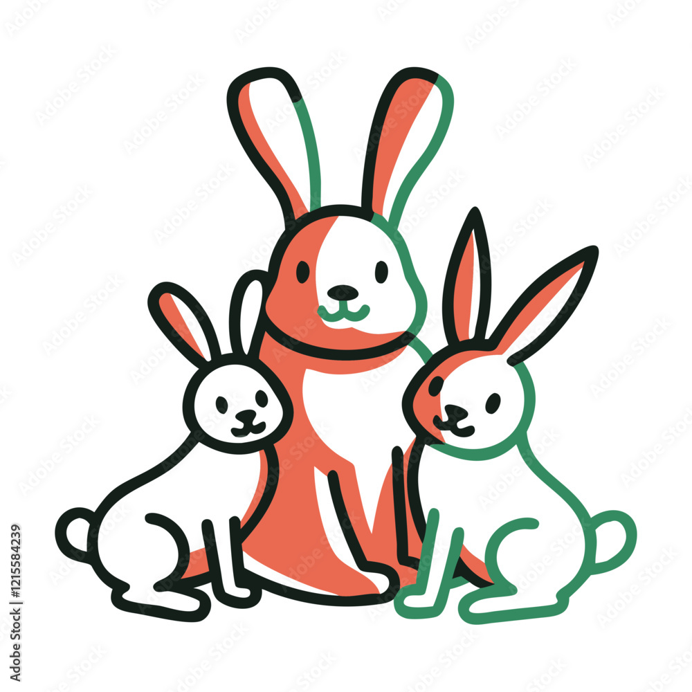 Fototapeta premium Bunny family icon