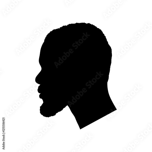 Silhouette of African American young man face profile, black man vector illustration