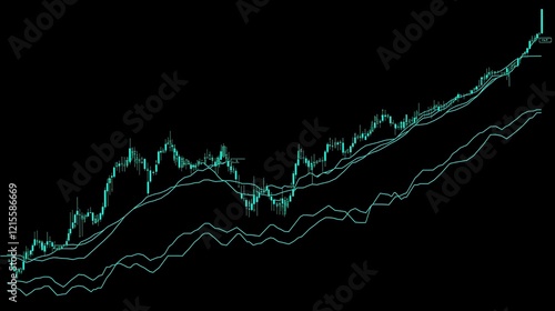 Bullish trading graph with green upward trend lines on a solid black background