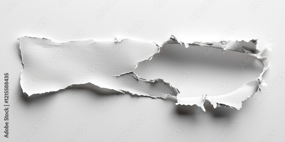 A piece of torn white paper revealing a blank space underneath. A piece of torn white paper revealing a blank space underneath.