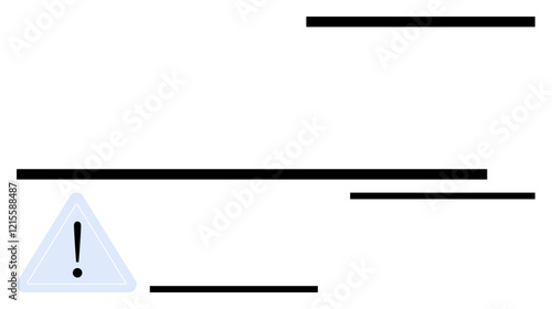 Exclamation mark in triangle alongside bold horizontal lines. Ideal for alerts, errors, warnings, system status, notifications, attention markers, communication updates, abstract line flat metaphor