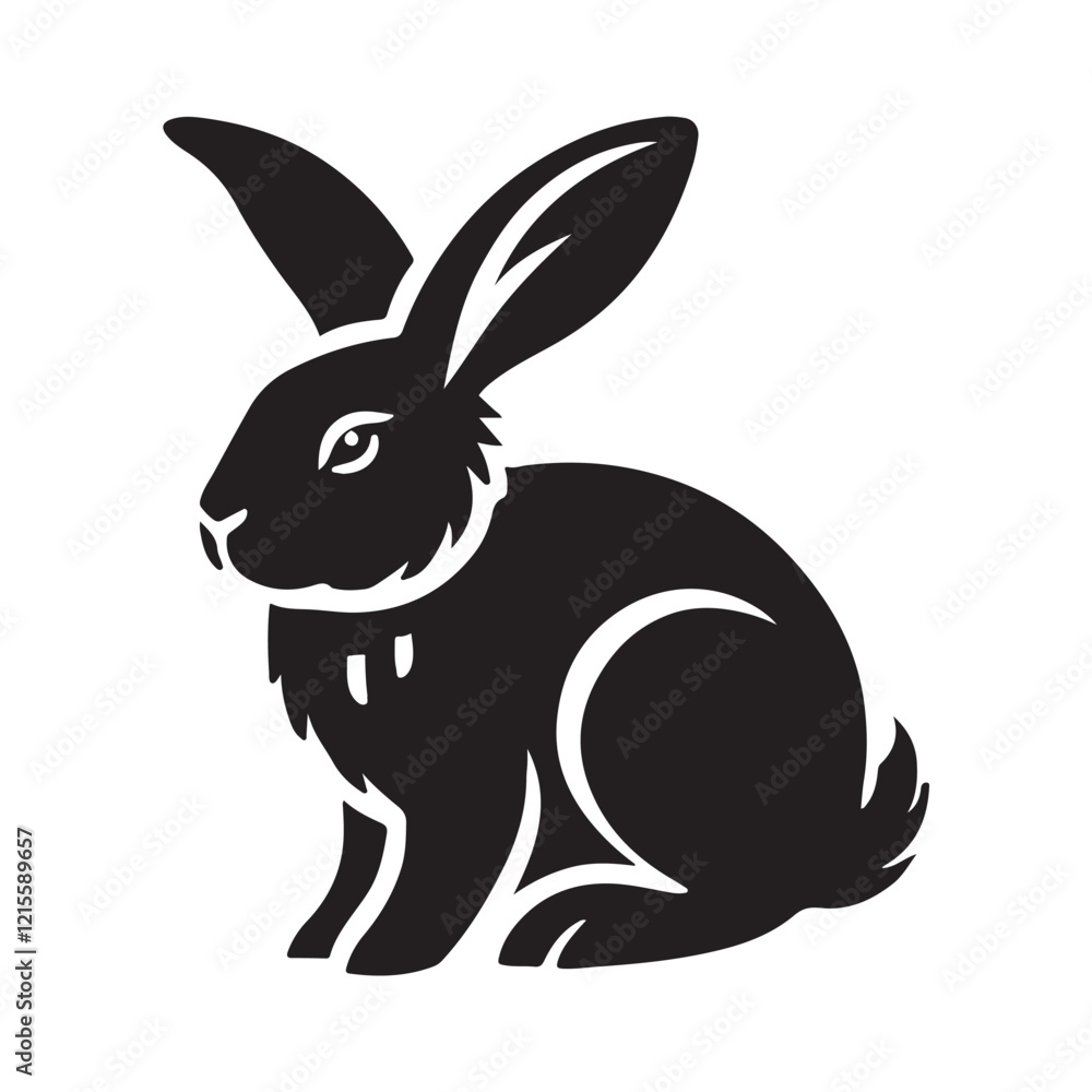 Obraz premium Black Color Rabbit silhouette design Vector Illustration, Solid White Background (11).eps