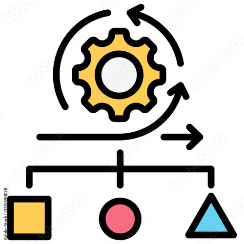 Agile Methodology Outline Color Icon