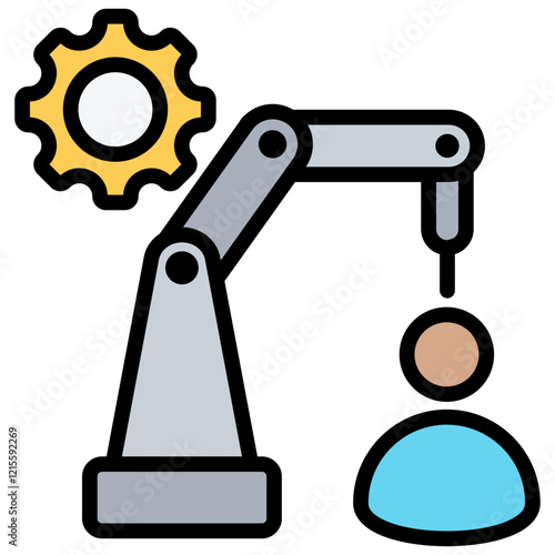 Collaborative Robots Outline Color Icon