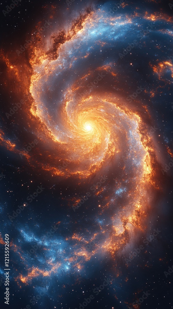 Obraz premium Fiery And Icy Spiral Galaxy Swirling In The Cosmos