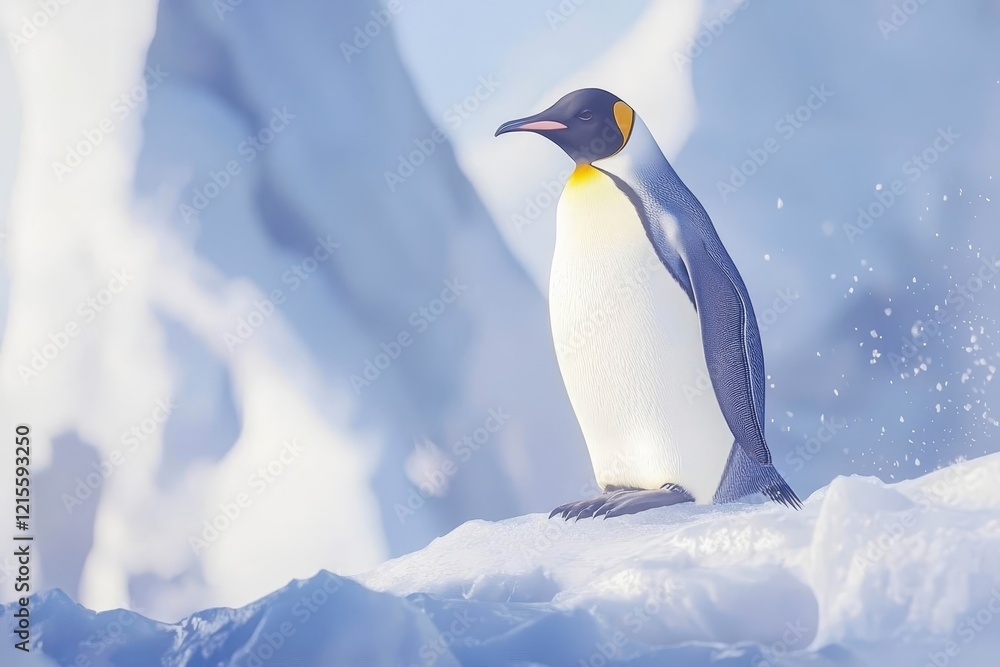 Obraz premium A majestic Emperor penguin stands gracefully on an ice floe in Antarctica.