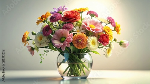 Wallpaper Mural Vintage Glass Vase with Fresh Flowers - Elegant Still Life Photography Torontodigital.ca