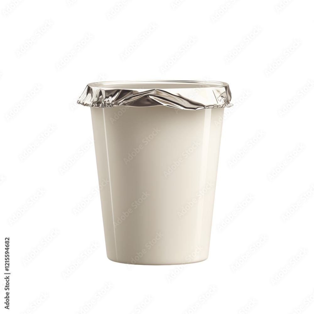 Simple Creamy Cup with Foil Lid Isolated on transparent background Simple Creamy Cup with Foil Lid Isolated on transparent background