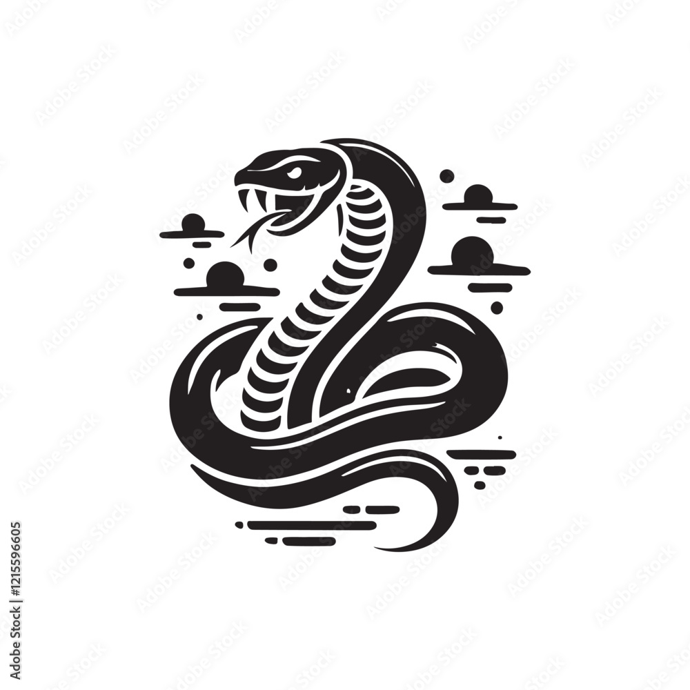 Obraz premium Black Color Snake silhouette design Vector Illustration, Solid White Background (5).eps