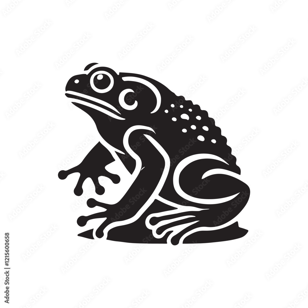 Fototapeta premium Black Color Toad silhouette design Vector Illustration, Solid White Background (5).eps